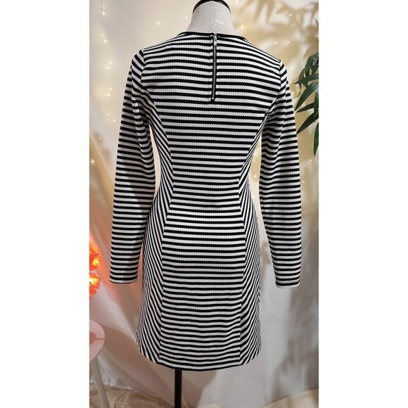 ModCloth Sunny Girl Womens Striped Long Sleeve Sheath Dress Size S Black White - Picture 5 of 11